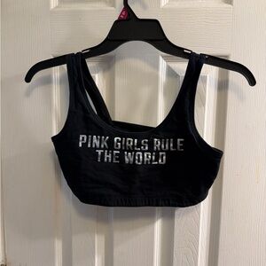 PINK Victoria's Secret Black Bra with Silver Text